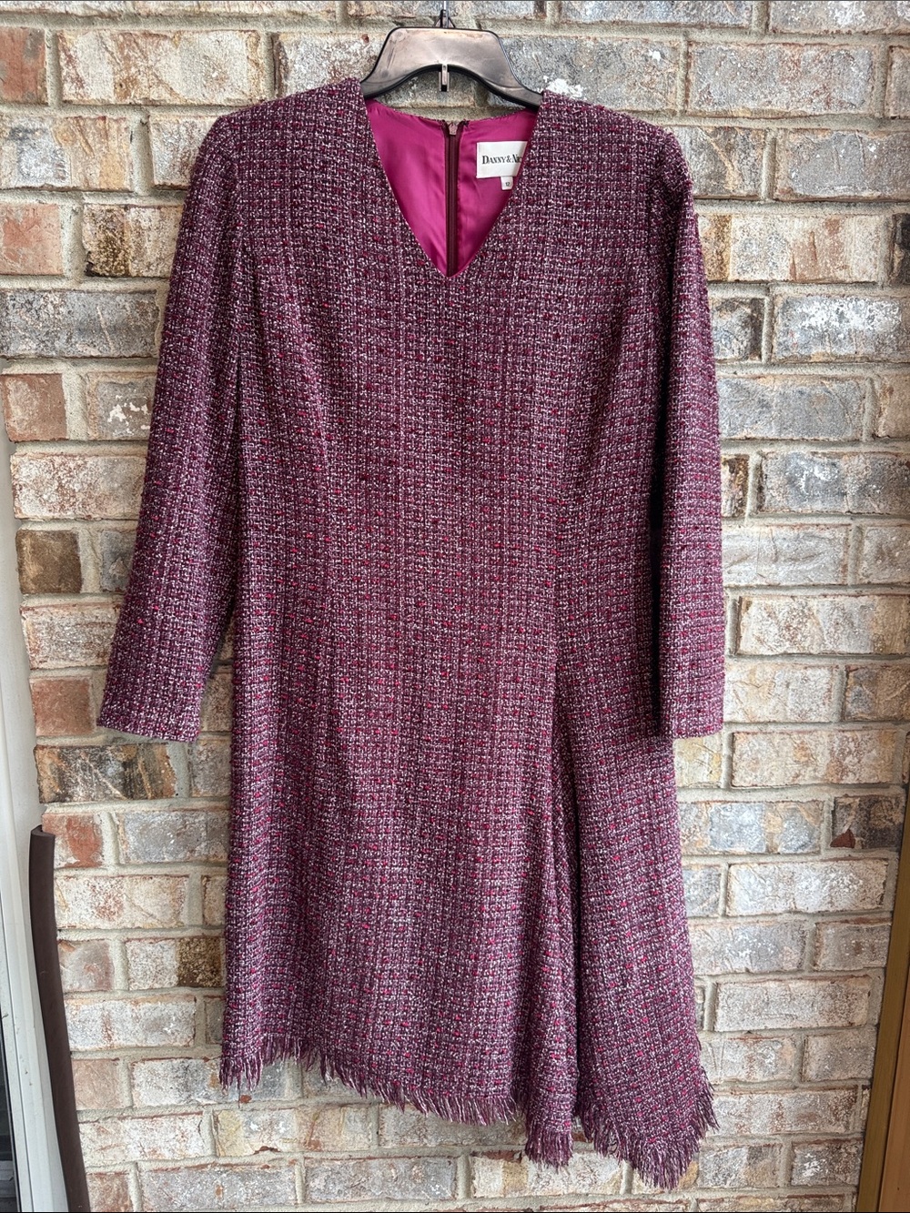 Danny & Nicole Plum Tweed Long Sleeve Dress